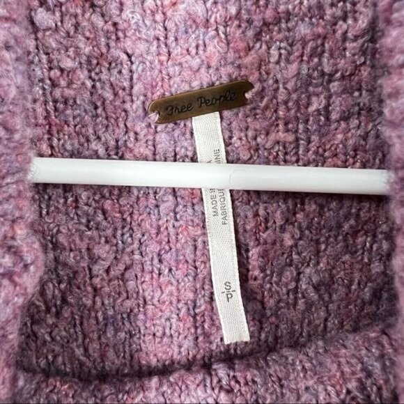 Free people purple wool blend sweater size S cowl turtleneck - Picture 10 of 11